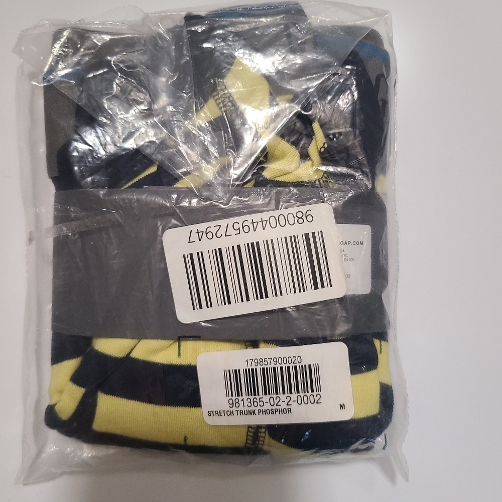 New Mens GAP Stretch Cotton Trunk Underwear. Size Med. Yellow and Blue Stripes. - Picture 2 of 4